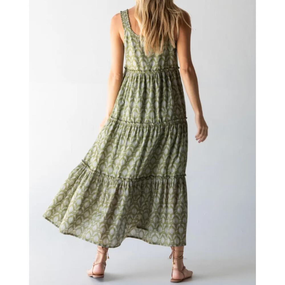 NATURAL LIFE Olive Green Printed Tiered Mini Dress - Picture 3 of 4